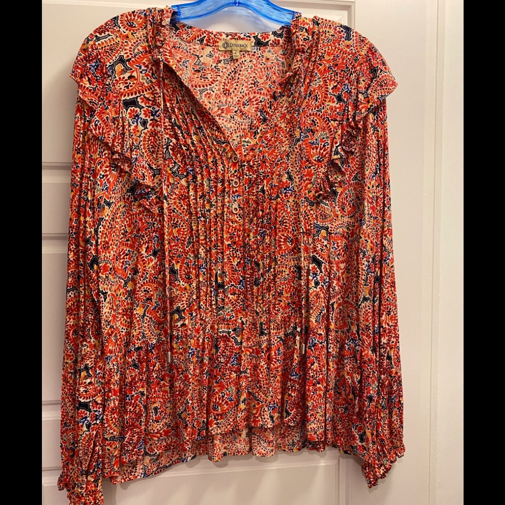 Democracy Ruffled Peplum top, size L